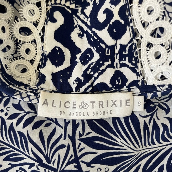 Alice & Trixie 100% Silk Navy Blue and White Blouse - Picture 5 of 6